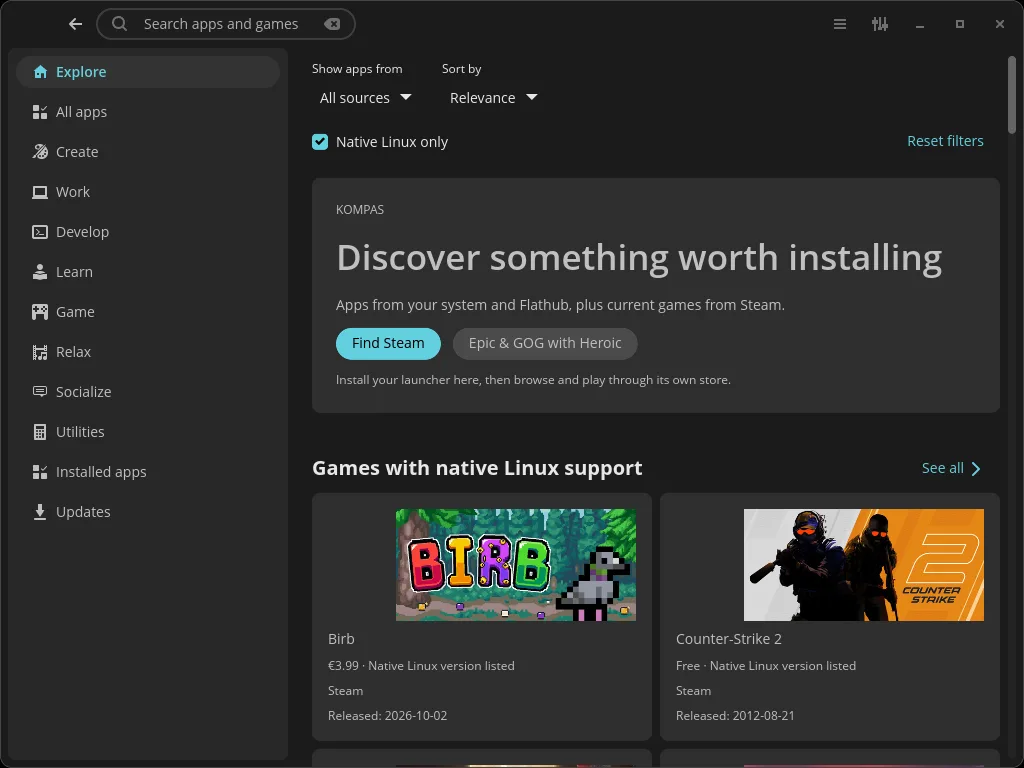 Kompas — Apps en games voor Zorin en Ubuntu, op één plek